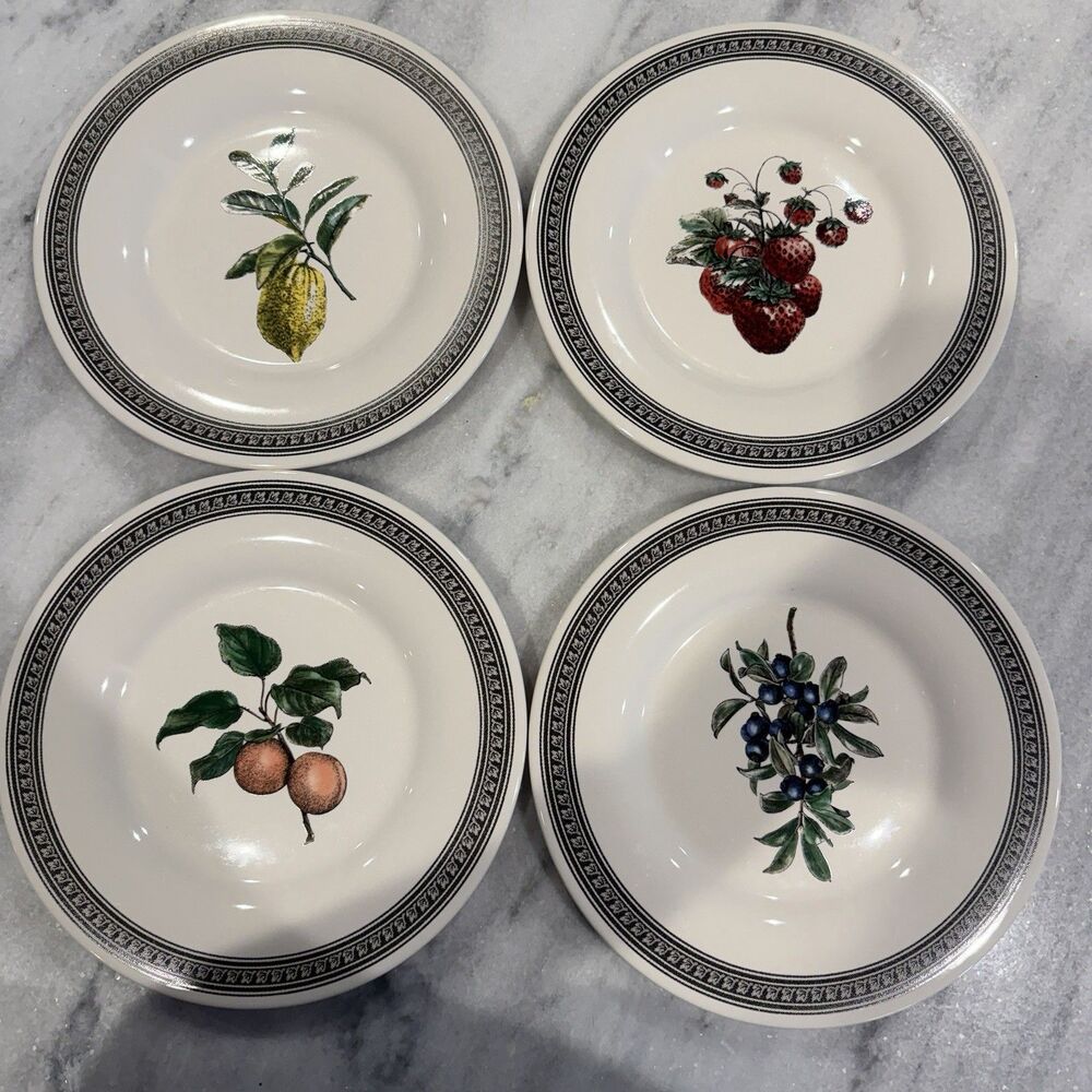 Pfaltzgraff 4 Farmers Market 9” Plates Fruit Illustrations Cottage Plate Wall